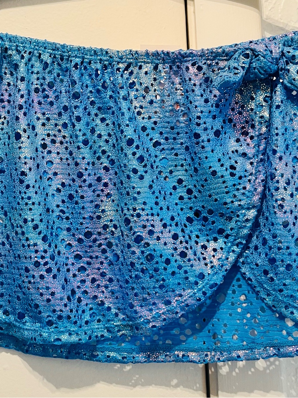 Little girls “Mermaid” Blue Lace Swim Cover-Up Skirt - Size Medium (8)